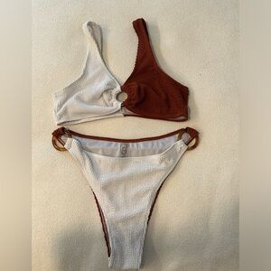 Colorblock bikini with ring hardware